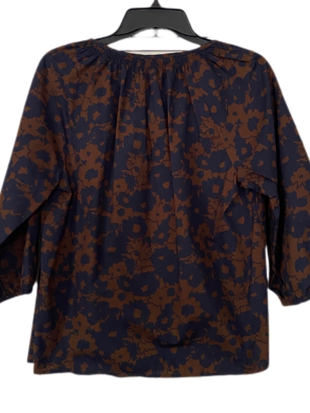Time and Tru Navy and Brown Floral Boho Cottagecore Button-Down Blouse Size M - Picture 3 of 15